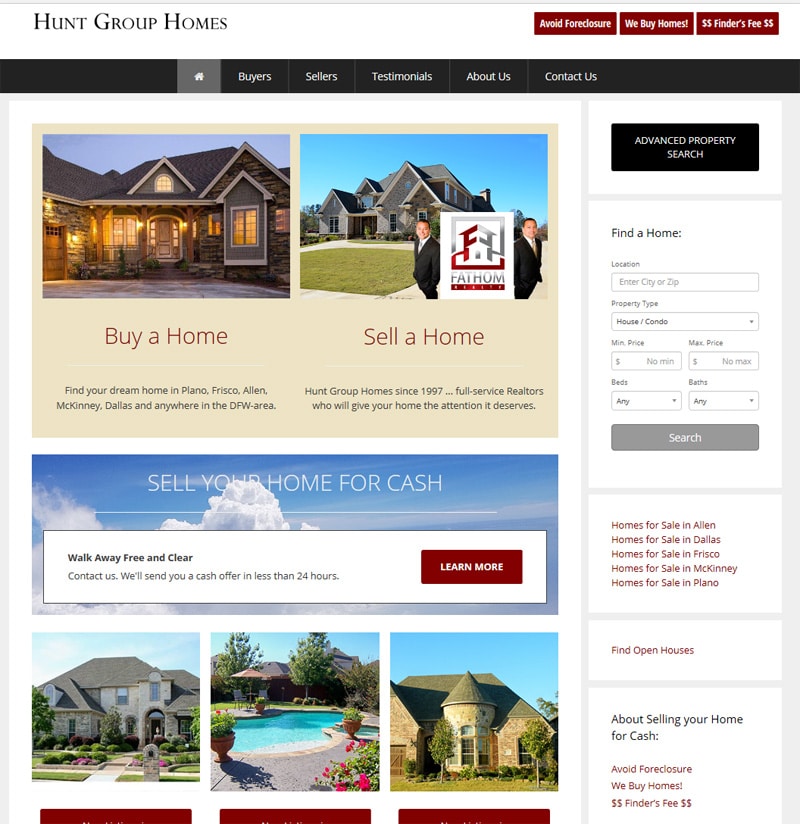 Front page of Real Estate Website with MLS