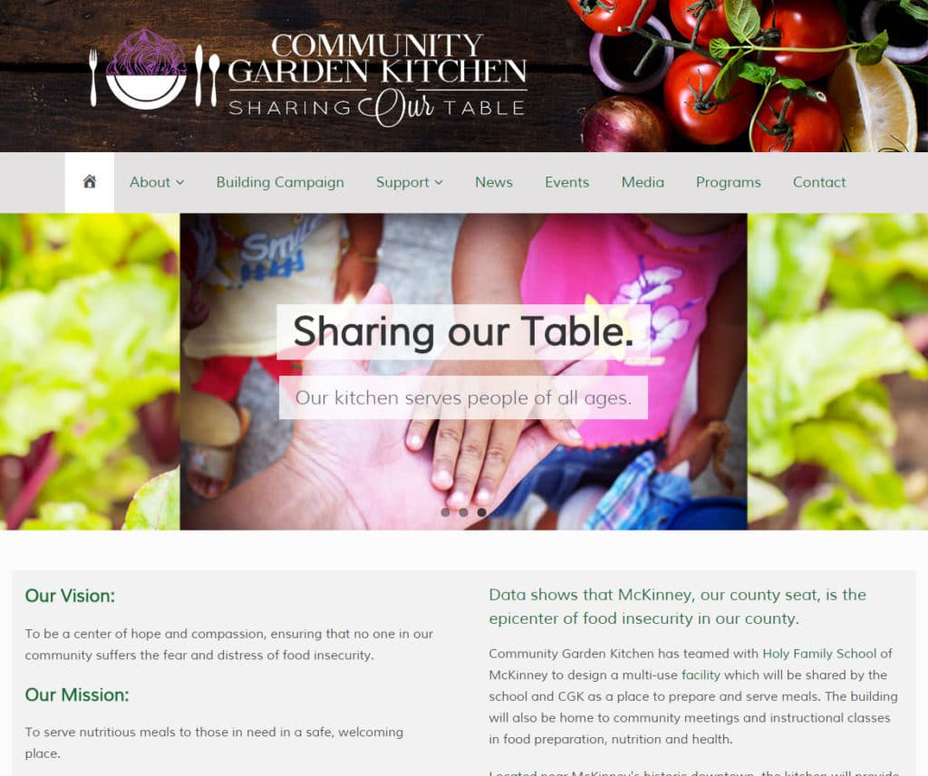 Front Page Community Garden Kitchen Website