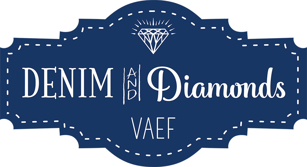 Dark blue logo for Denim and Diamonds fundraiser